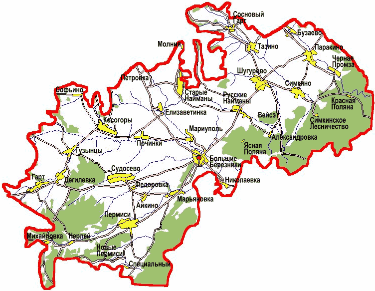 Карта мордовия большие березники